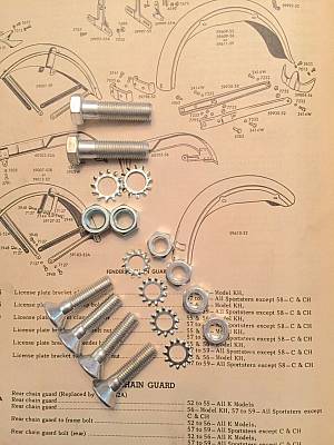 Harley Sportster 5981 Cad Plated Rear Fender Mounting Kit XLCH XLH Mount