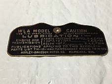 Harley WLA Military Data Plate Tank Nomenclature Tag 1942-43 OEM# 3531-40M