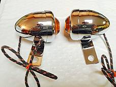 Harley Guide DH-49 P-H7 Bullet Lamps Amber Nice Repro Replaces OEM 68511-49