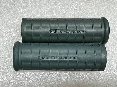 Harley 5621047 Panhead Hummer Waffle Grips Closed End Green w/ Logo 194853