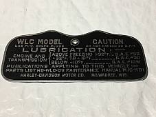 Harley Canadian WLC Military Data Plate Tank Nomenclature Tag WWII 1943 Zinc