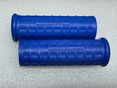 Harley 5620254 Panhead KModel Waffle Grips Open End Blue w/ Logo 195461