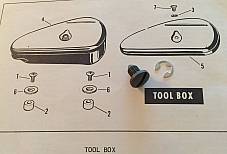 Harley NOS OEM# 64503-58A Panhead Tool Box Lid Screw Stud & Clip 58-64 Duo-Glide
