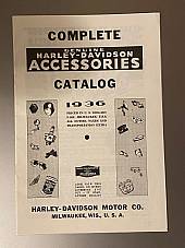 Harley 1936 Accessory Catalog Re-Print VL Knucklehead RL JD Servicar