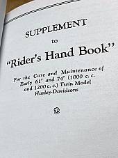 Harley Riders Handbook Owners Manual JD 1915-1929 Reprint