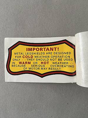 Harley Leg Shield Decal 193077 VL Knucklehead Panhead Servicar WLA WLC Yellow
