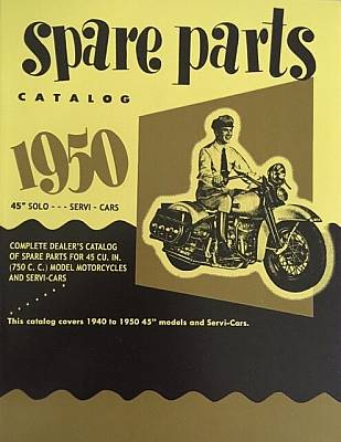 Harley Parts Manual Catalog Book 1940 to 1950 45 Solo Servicar Springer