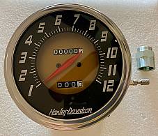 Harley Panhead Servicar Speedometer  2:1 Ratio 53-55 67004-53 Logo w/ Adapter