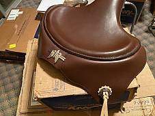 Harley 1939 Knucklehead UL WL Seat Saddle W/ Leather Skirt No Hole Pan Conchos