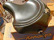 Harley 1939 Knucklehead UL WL Seat Saddle W/ Leather Skirt No Hole Pan Black