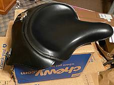 Harley 1939 Knucklehead UL WL Seat Saddle W/ Leather Skirt No Hole Pan Black