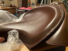 Harley 1939 Knucklehead UL WL Seat Saddle W/ Leather Skirt No Hole Pan Black