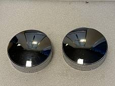 Harley Eaton EDM Gas Caps 36-40 Short Knurl Knucklehead Chrome Euro Set 1