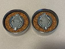Harley Eaton EDM Gas Caps 36-40 Short Knurl Knucklehead Chrome Euro Set 1