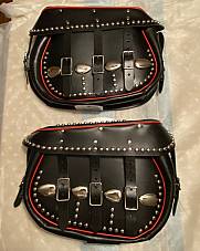 Harley Knucklehead Panhead UL WL King Size Saddlebags Red Piping 11785-48 Euro