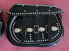 Harley Knucklehead Panhead UL WL King Size Saddlebags White Piping 11785-48 Euro