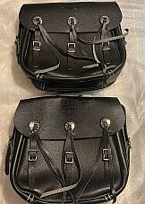 Harley Black Knucklehead Panhead Saddlebags w/ H-D Winged Logo 11785-36 European