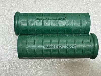 Harley 5621253 Panhead Sportster Waffle Grips Open End Green w/ Logo 195461
