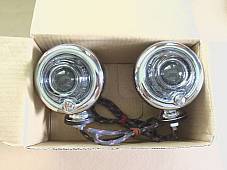 Harley Guide DH-49 Bullet Lamps Fish Eye 68552-58A W/ Clear Lenses & Bracket