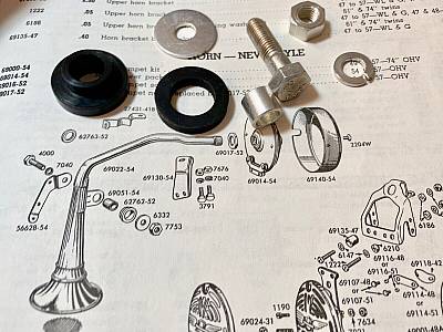 Harley Panhead Bugle Trumpet Horn Front Rubber Mount Kit 5464 OEM# 6905154