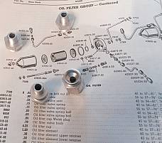 Harley Panhead Oil Filter Fitting Kit Nipples 1950-57 w/ Filter OEM# 63525-50