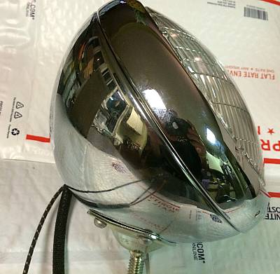Harley Panhead HydraGlide Guide Headlamp Chrome 19491959 Servicar Headlight 6V