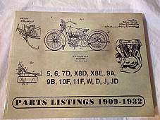 Harley 1909-1932 Parts Catalog Manual Strap Tank Single JD, VL DL RL