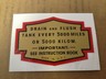 Harley Oil Tank Service Decal Knucklehead UL ULH 1936 to ?