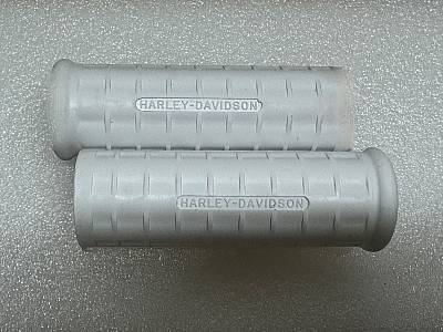 Harley 5620154 Panhead Servicar Waffle Grips Open End White w/ Logo 195461