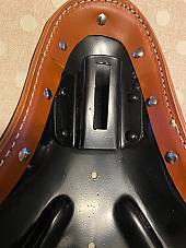 Harley Knucklehead VL WL Panhead Tan Solo Saddle Seat Nickel Rivets Vented