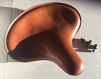 Harley Knucklehead VL WL Panhead Tan Solo Saddle Seat Parkerized Rivets Vented