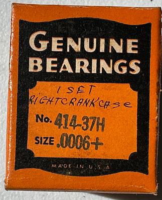 Harley NOS 41437H, 2467337 WL WLA WLC Servicar RH Crank Bearing .0006 193773