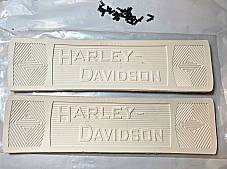 Harley 2940-14W JD VL Knuckle White Canvas Back Footboard Mats w/Rivets 1914-39