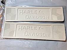 Harley 2940-14W JD VL Knuckle White Canvas Back Footboard Mats w/Rivets 1914-39