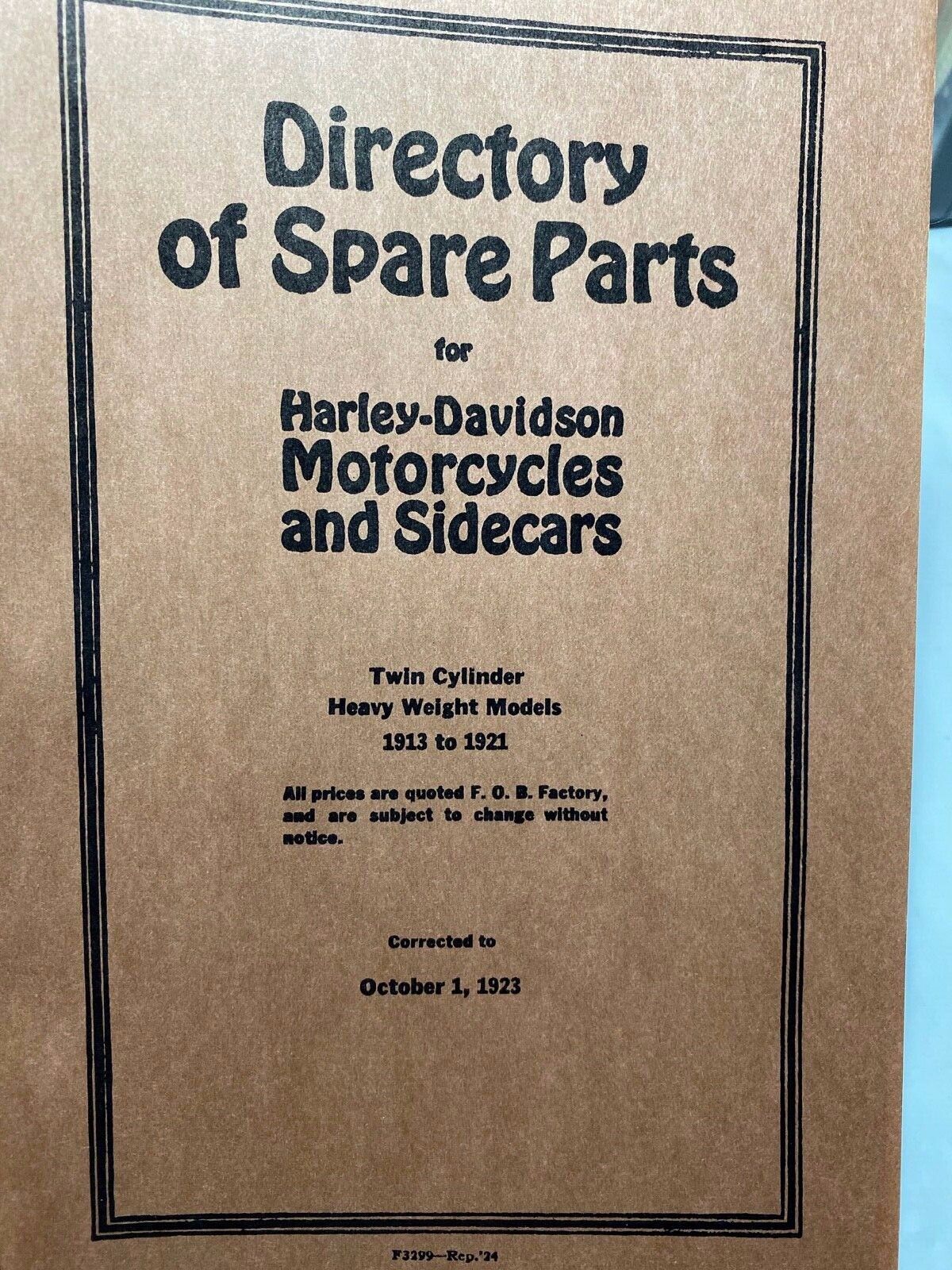 Harley Manual Catalog Book 1913 1921 J JD JDH F FD Single