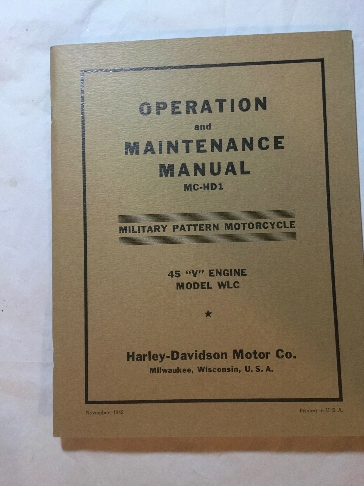 Harley WLC Canadian Operation Service Repair Manual Book WWII 1942-1945 ...