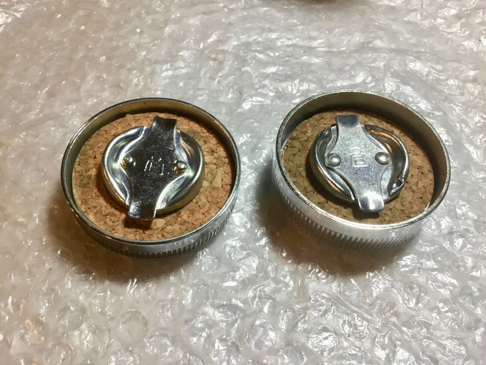 Harley Early 45 Servicar Chrome Eaton Gas & Oil Tank Caps W WL Chrome