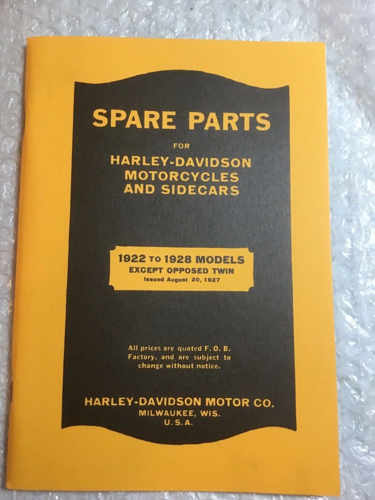 Harley Parts Manual Catalog Book 1922 To 1928 J Jd Jdh F Fd Single