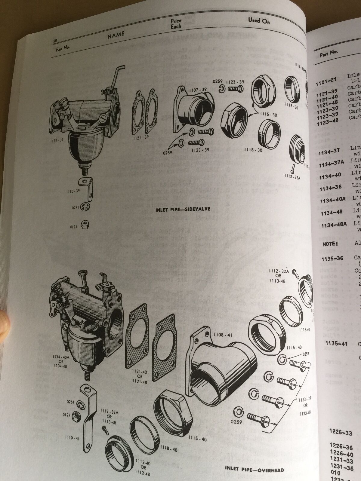 Harley Parts Manual Catalog Book 1936 to 1948 Knucklehead UL